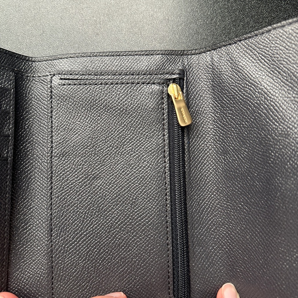 Coach Dark Blue Pebbled Leather Tri-Fold Wallet - Picture 8 of 11